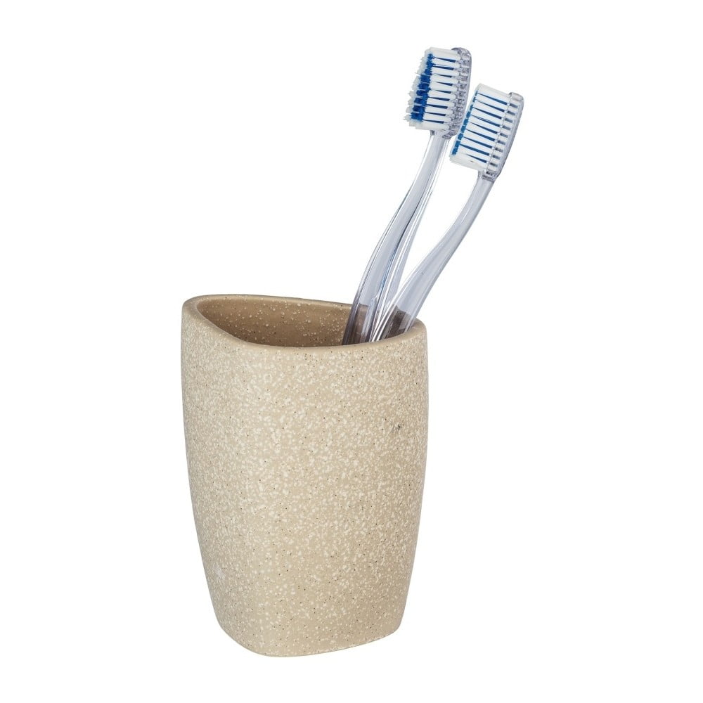 E-shop Béžový keramický pohárik na zubné kefky Wenko Pion