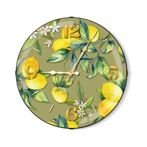 Zelené nástenné hodiny s citrusmi The Mia