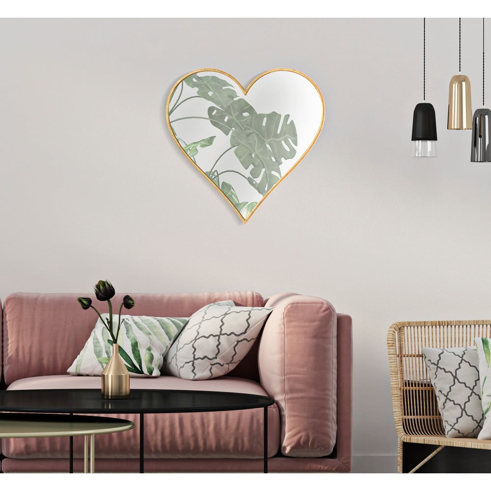 E-shop Nástenné zrkadlo v ráme v zlatej farbe Mauro Ferretti Glam Heart