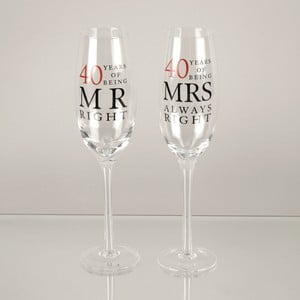 Sada 2 pohárov na šampanské k 40. výročiu Amore Mrs. Always Right, 180 ml