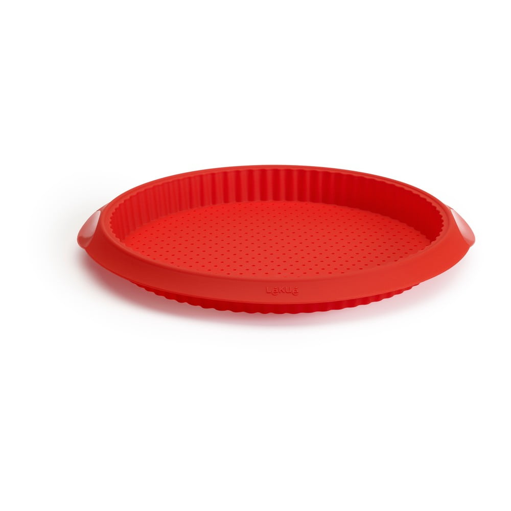 E-shop Červená silikónová forma s dierkami na quiche Lékué, ⌀ 28 cm