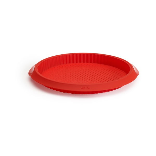 Červená silikónová forma s dierkami na quiche Lékué, ⌀ 28 cm
