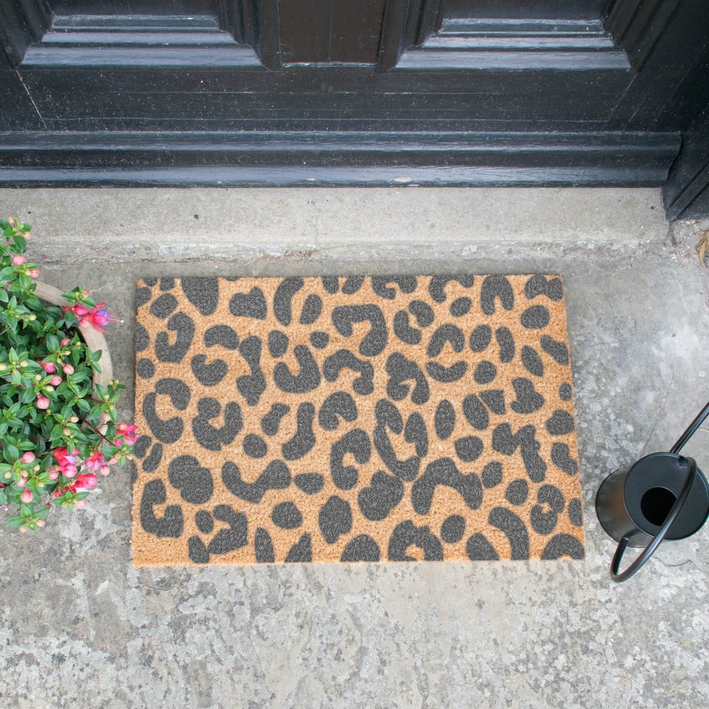 Obrázok Sivá rohožka z prírodného kokosového vlákna Artsy Doormats Leopard, 40 x 60 cm