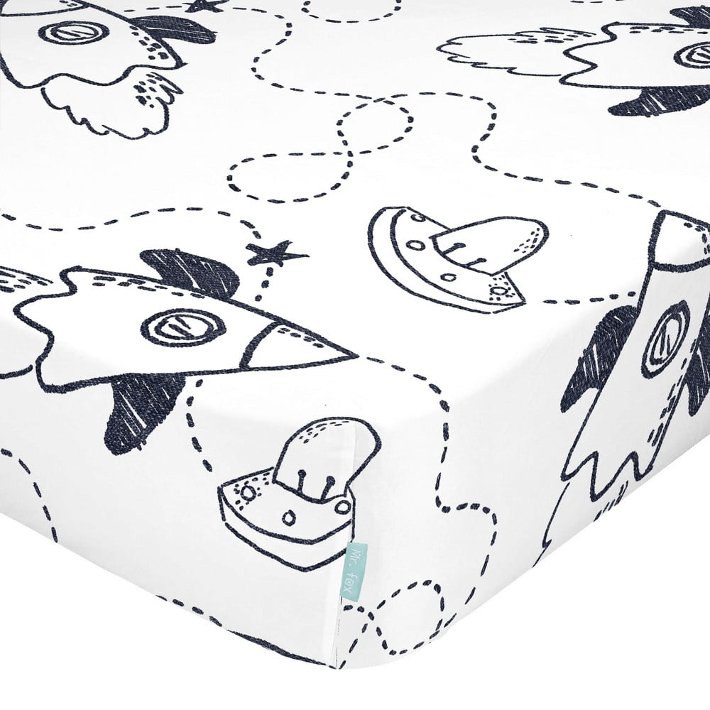 E-shop Čierno-biela elastická bavlnená plachta Mr. Fox Starspace, 60 x 120 cm