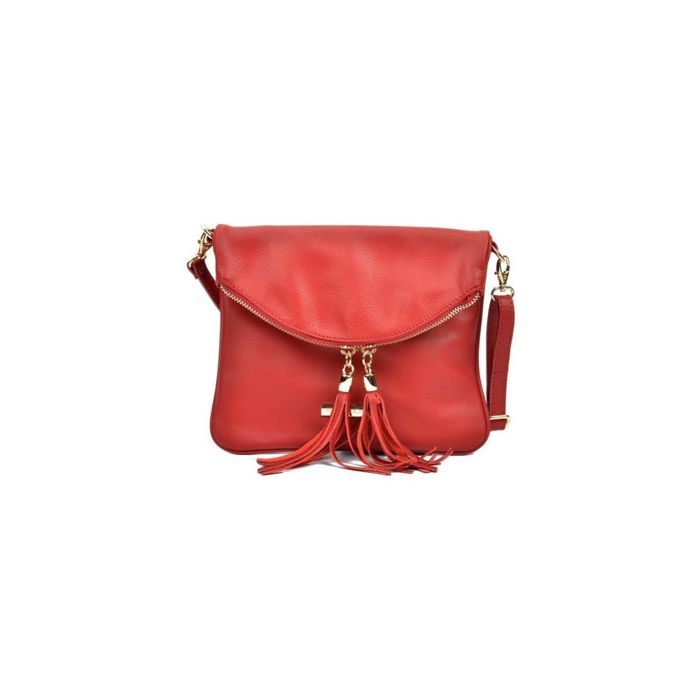Červená kožená kabelka Anna Luchini Pasado