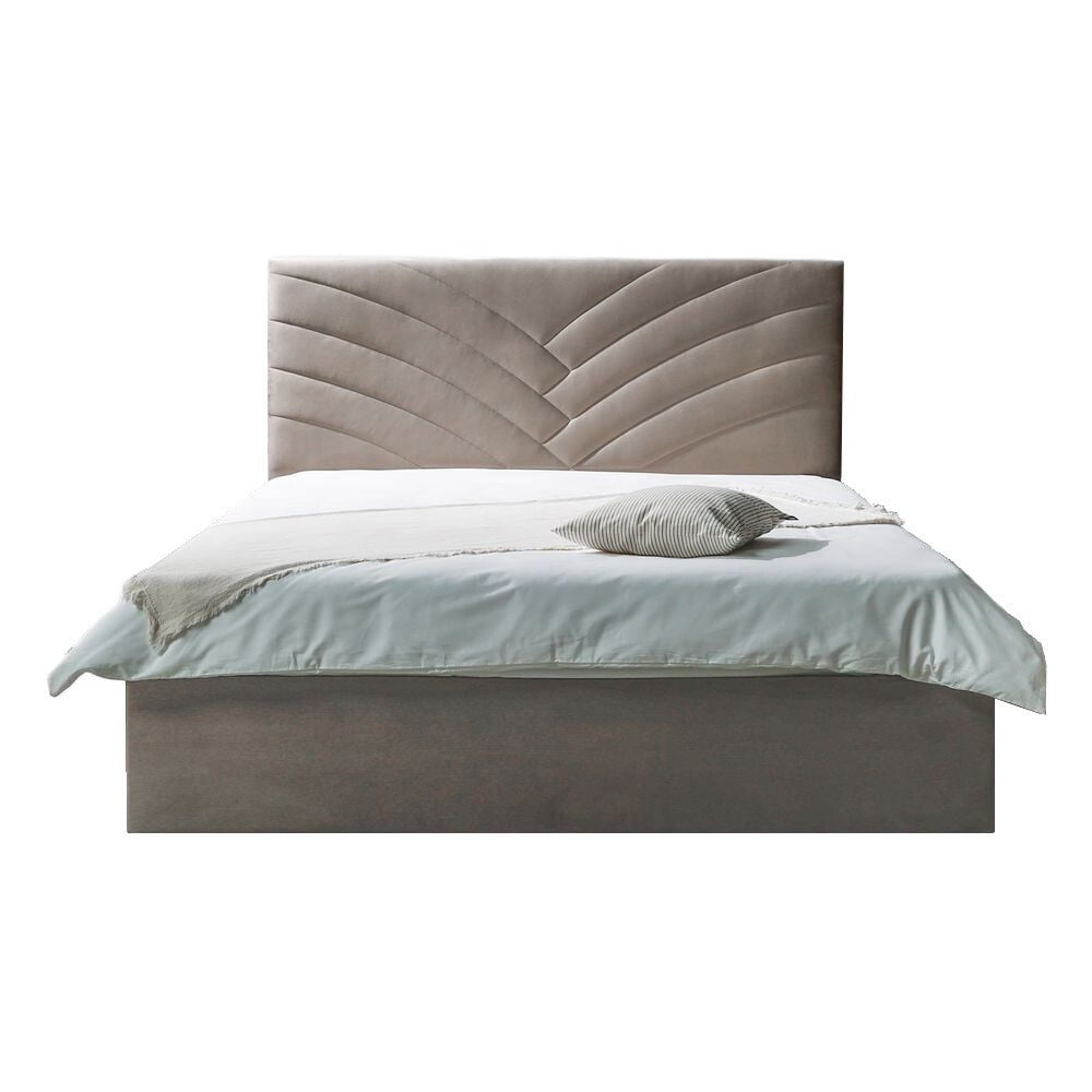 E-shop Béžová čalúnená dvojlôžková posteľ s úložným priestorom s roštom 160x200 cm Palmyre - Bobochic Paris