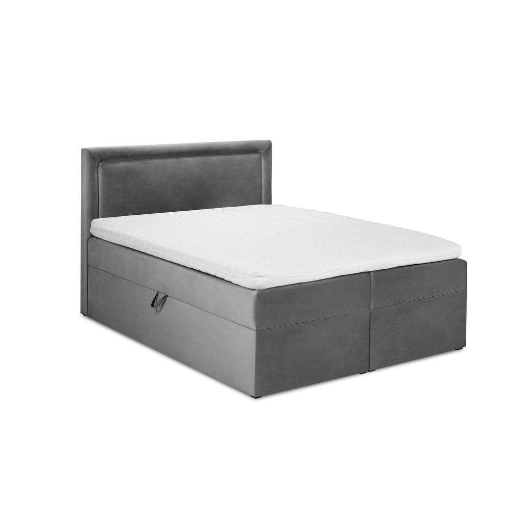 E-shop Sivá zamatová dvojlôžková posteľ Mazzini Beds Yucca, 160 x 200 cm