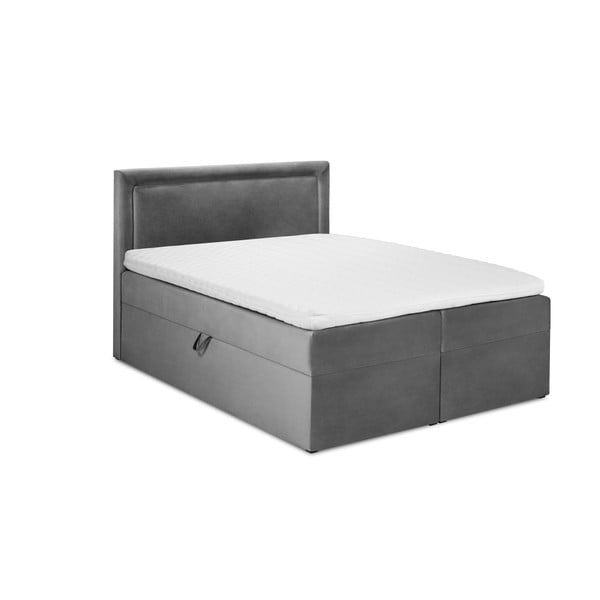 Sivá zamatová dvojlôžková posteľ Mazzini Beds Yucca, 180 x 200 cm