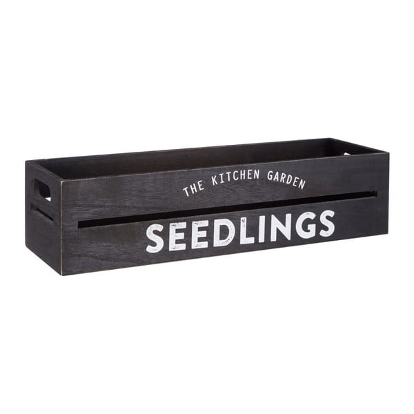 Čierny drevený črepník na bylinky a kvetiny Premier Housewares Seedligngs, 15 × 45 cm