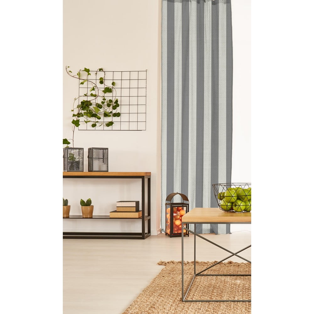 Obrázok Sivý záves Linen Couture Cuture Cortina Hogar Grey Stripes