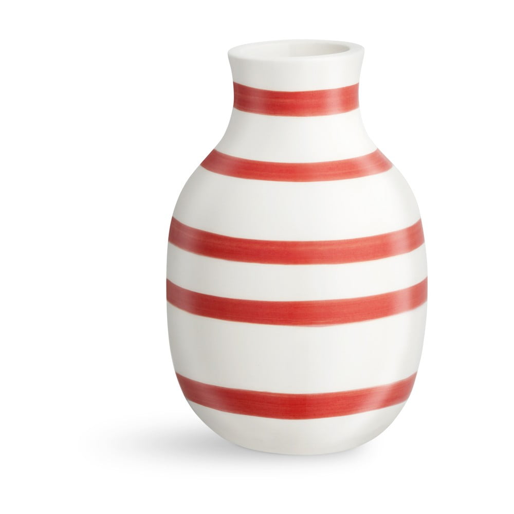 E-shop Bielo-červená pruhovaná keramická váza Kähler Design Omaggio, výška 12,5 cm