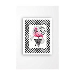 Nástenný obraz na plátne v bielom ráme Tablo Center Flamingo Party, 29 × 24 cm