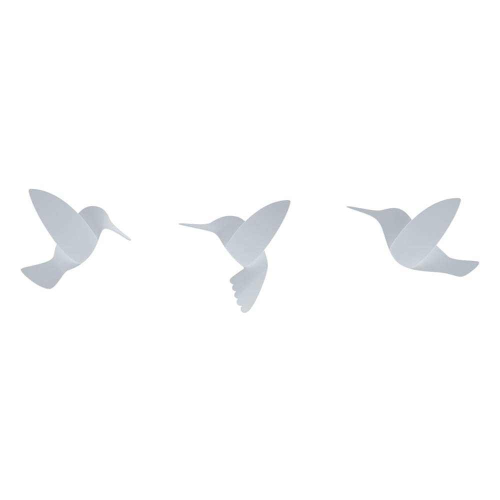 E-shop Súprava 3 bielych 3D nástenných samolepiek Umbra Hummingbird