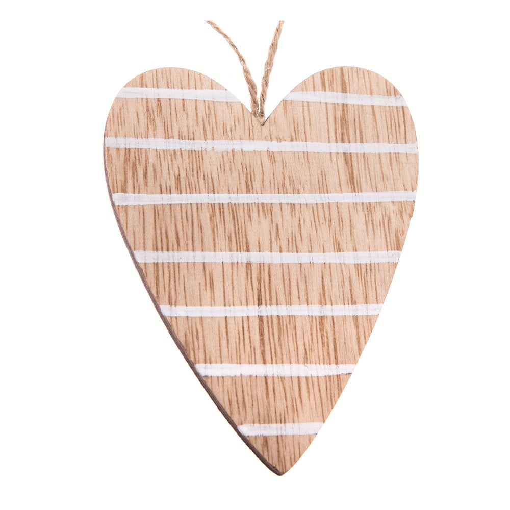 E-shop Súprava 5 drevených závesných ozdôb v tvare srdca Dakls, výška 9 cm