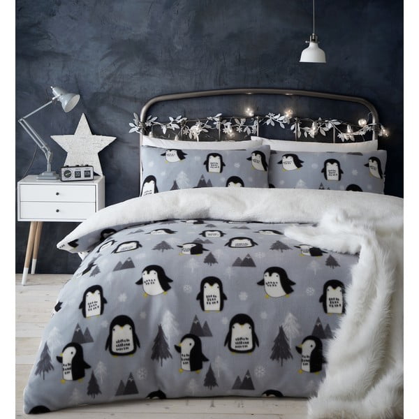 Mikroplyšové obliečky s motívom tučniaka Catherine Lansfield, 200 x 200 cm