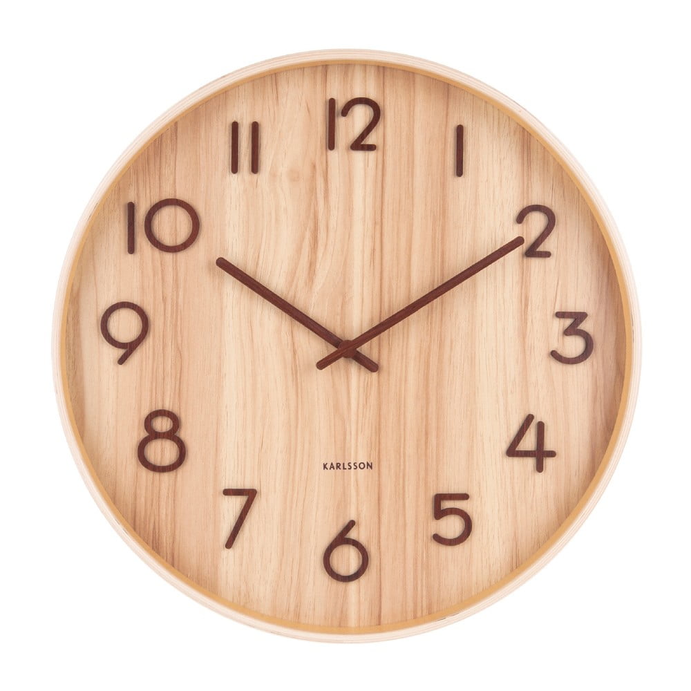 E-shop Svetlohnedé nástenné hodiny z lipového dreva Karlsson Pure Medium, ø 40 cm