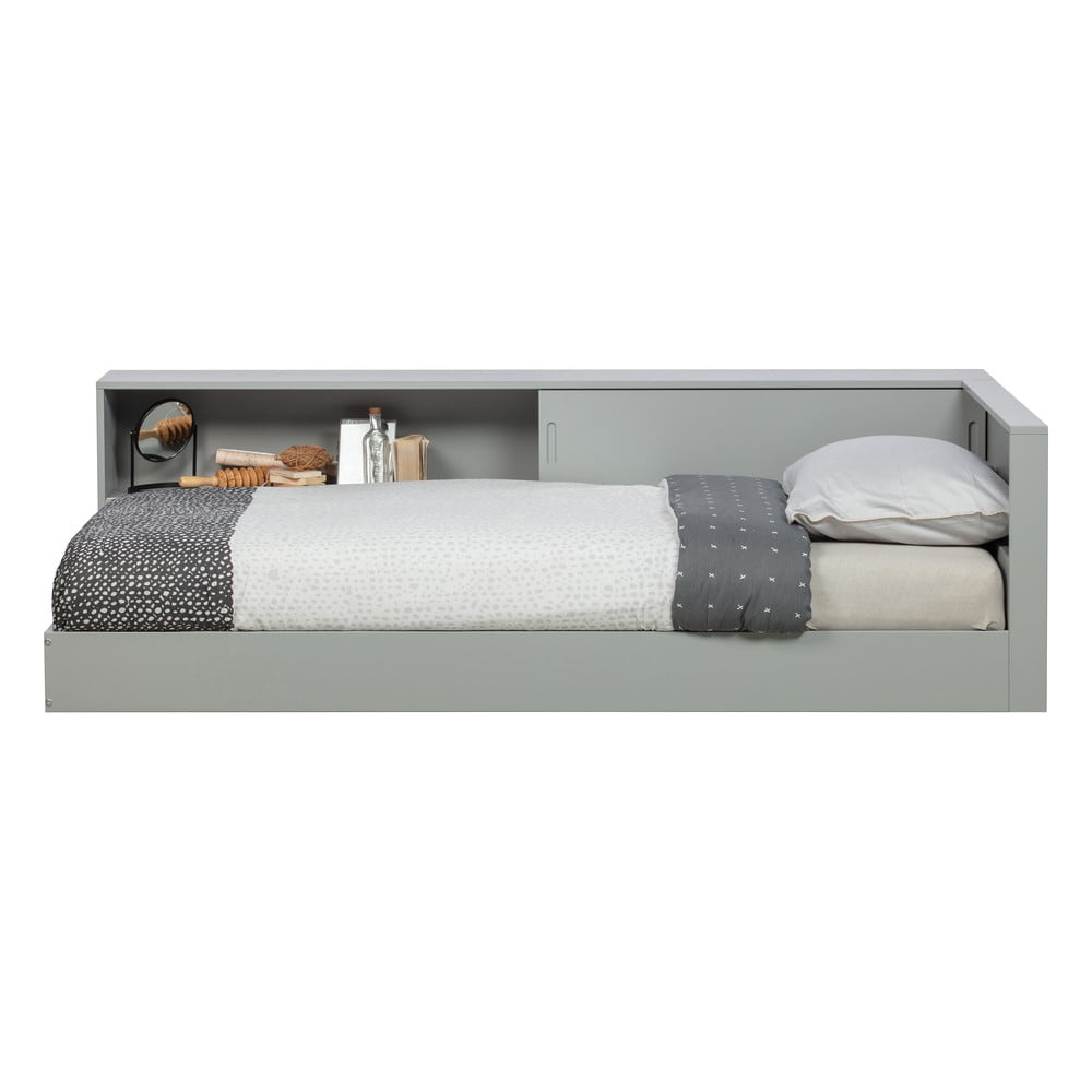 E-shop Sivá jednolôžková posteľ z borovicového dreva WOOOD Connect, 90 x 200 cm