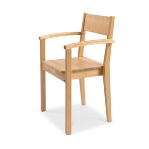 Ručne vyrábaná jedálenská stolička z masívneho brezového dreva s opierkami na ruky Kiteen Joki