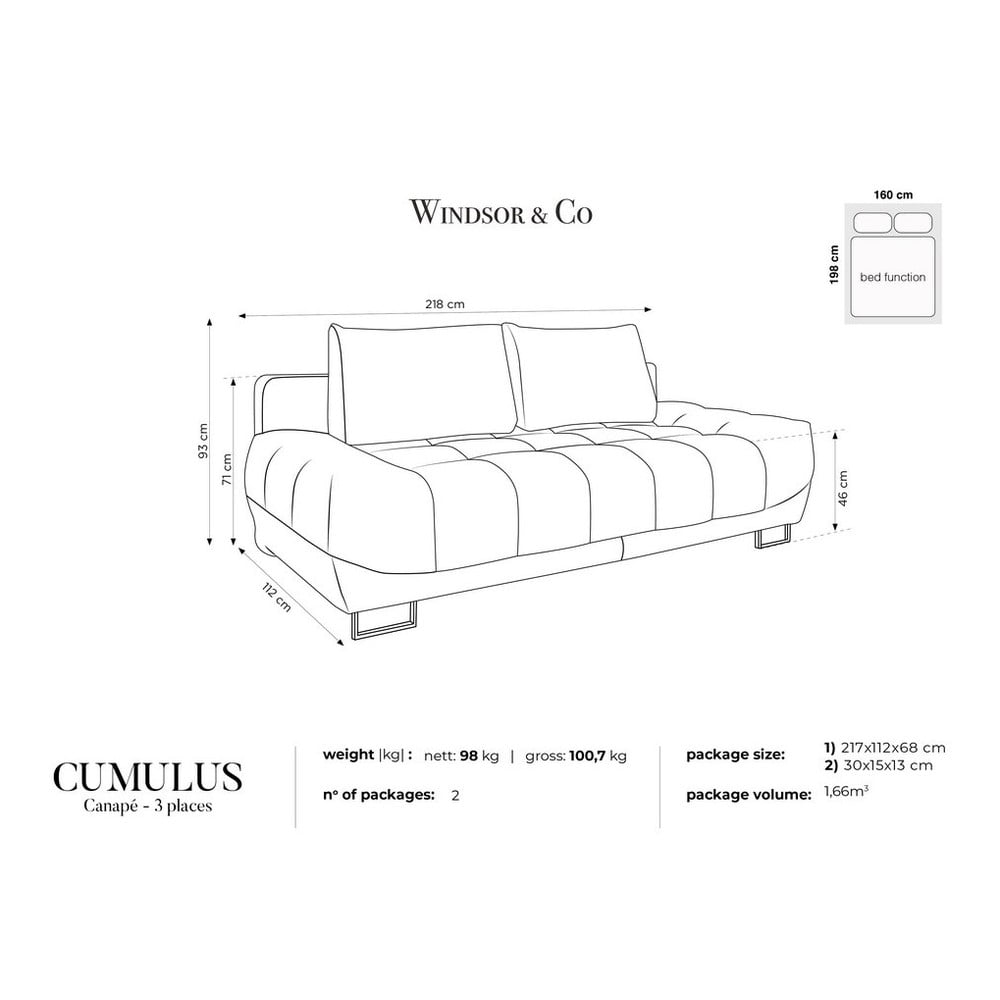 Obrázok Zelená trojmiestna rozkladacia pohovka Windsor & Co Sofas Cumulus