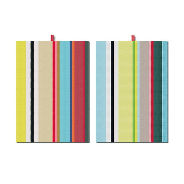 Súprava 2 bavlnených utierok Remember Green Stripes, 70 × 50 cm