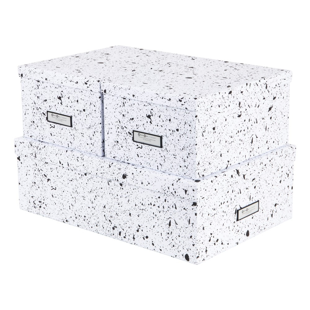 E-shop Súprava 3 čierno-bielych úložných škatúľ Bigso Box of Sweden Inge