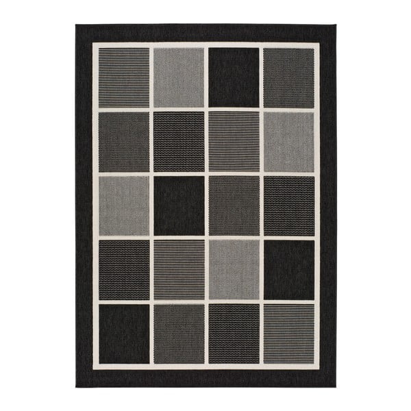 Čierno-sivý vonkajší koberec Universal Nicol Squares, 80 x 150 cm