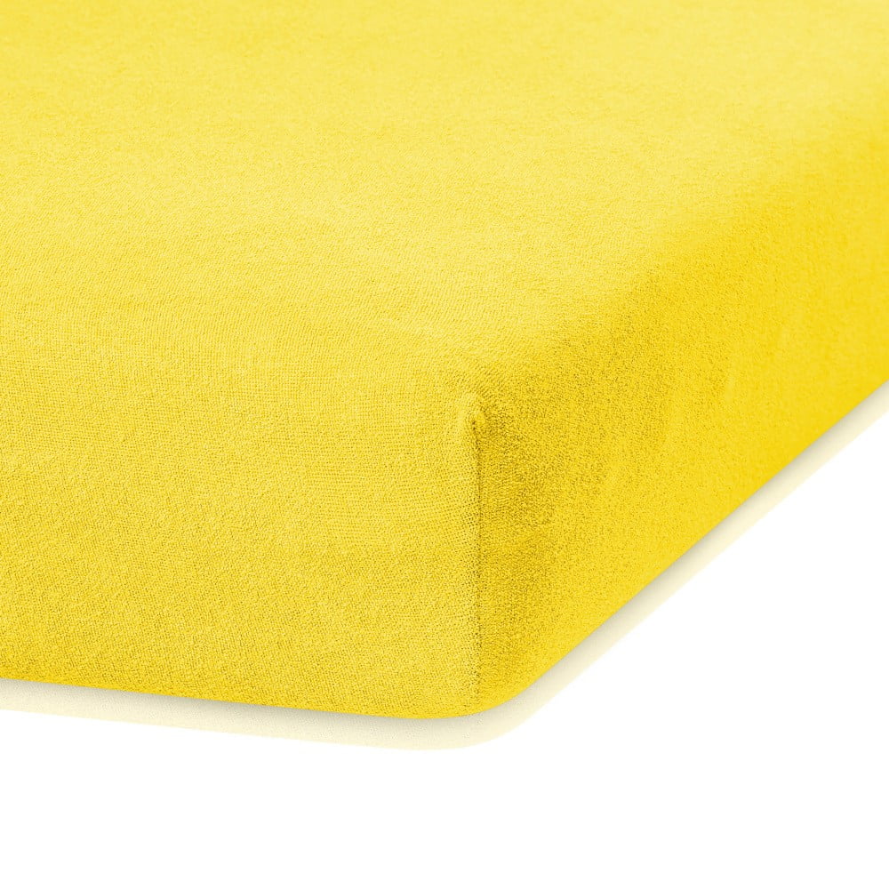 Obrázok Žltá elastická plachta na dvojlôžko AmeliaHome Ruby Yellow, 180-200 x 200 cm