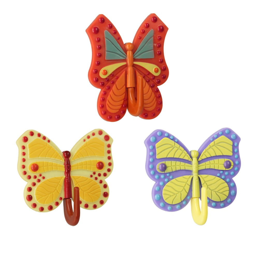 E-shop Sada 3 farebných samolepiacich háčikov Metaltex Butterfly