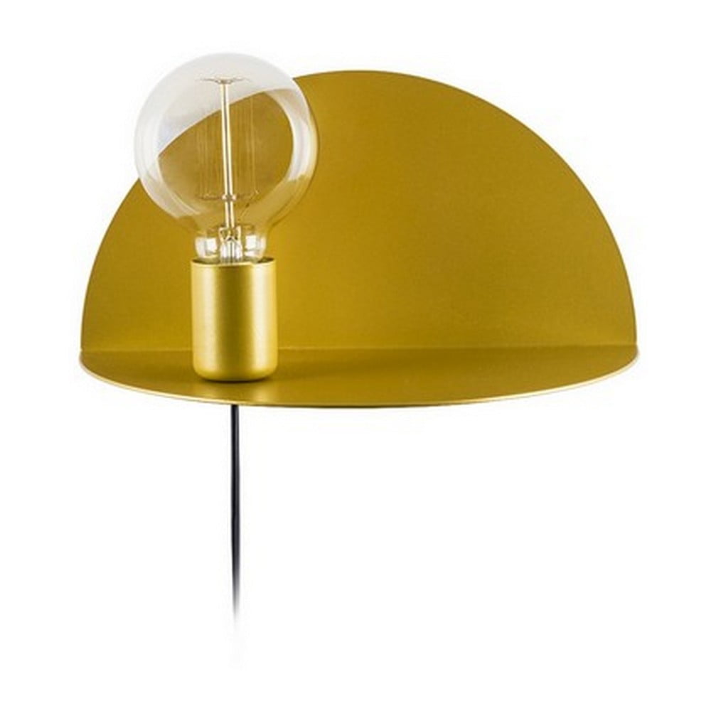 E-shop Nástenné svietidlo s poličkou v zlatej farbe Homemania Decor Shelfie, dĺžka 15 cm