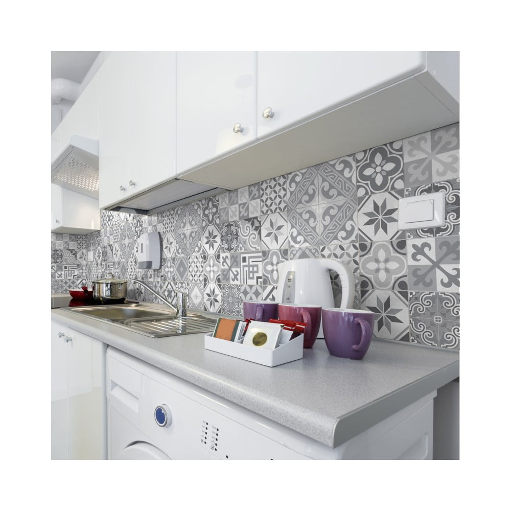 Obrázok Sada 24 nástenných samolepiek Ambiance Wall Decal Cement Tiles Azulejos Micalina, 15 × 15 cm