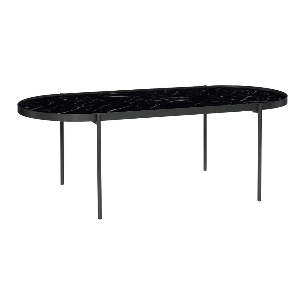 Čierny stôl so sklenenou doskou Hübsch Table, dĺžka 120 cm