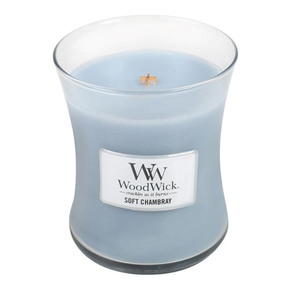 Obrázok Woodwick Soft Chambray vonná sviečka 275 g s dreveným knotom 