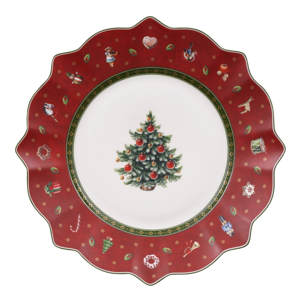 E-shop Červený porcelánový tanier s vianočným motívom Villeroy & Boch, ø 24 cm