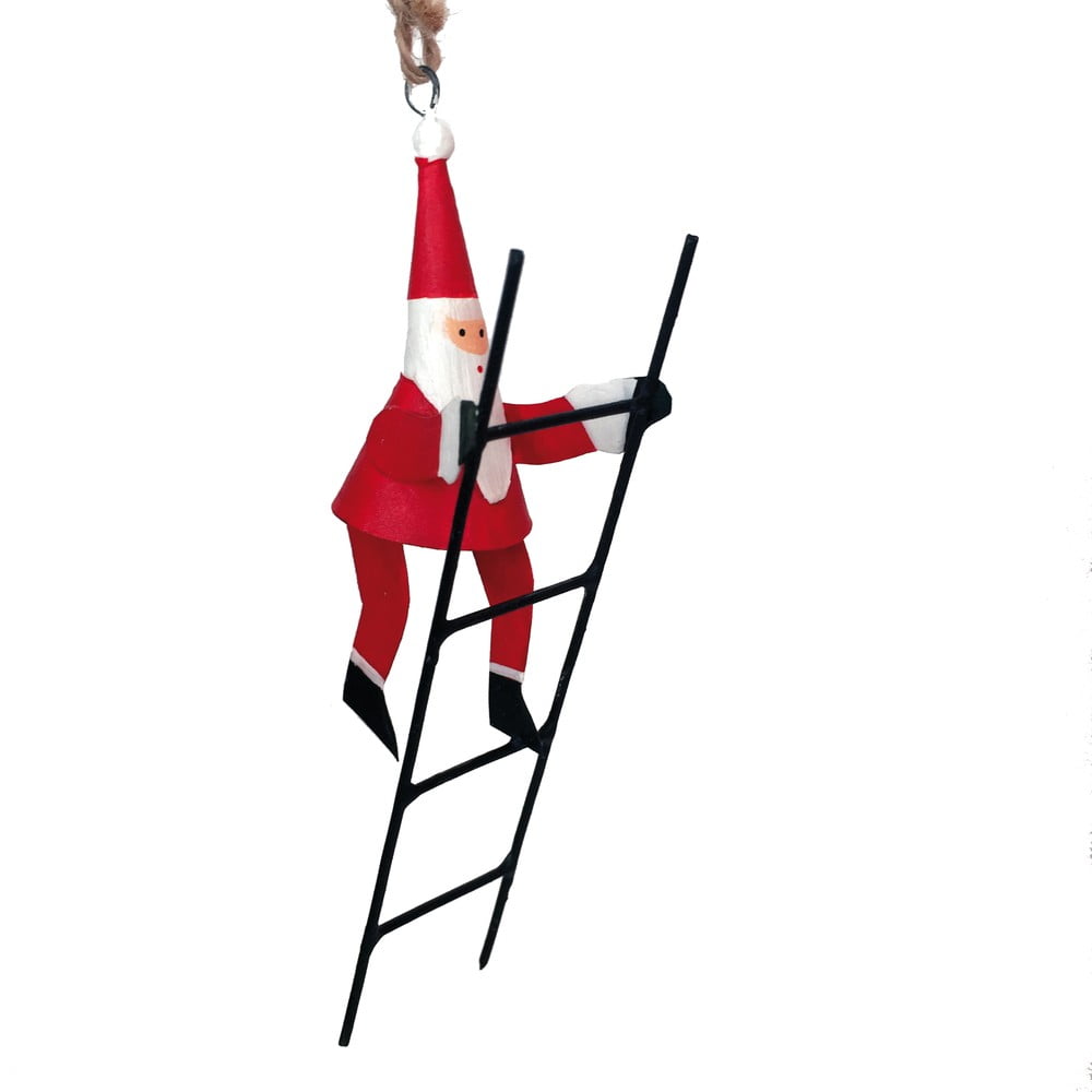E-shop Vianočná závesná dekorácia G-Bork Santa With Ladder