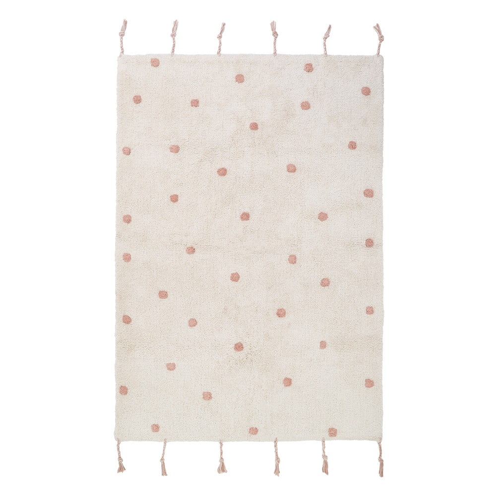 E-shop Béžovo-ružový ručne vyrobený koberec z bavlny Nattiot Numi, 100 x 150 cm