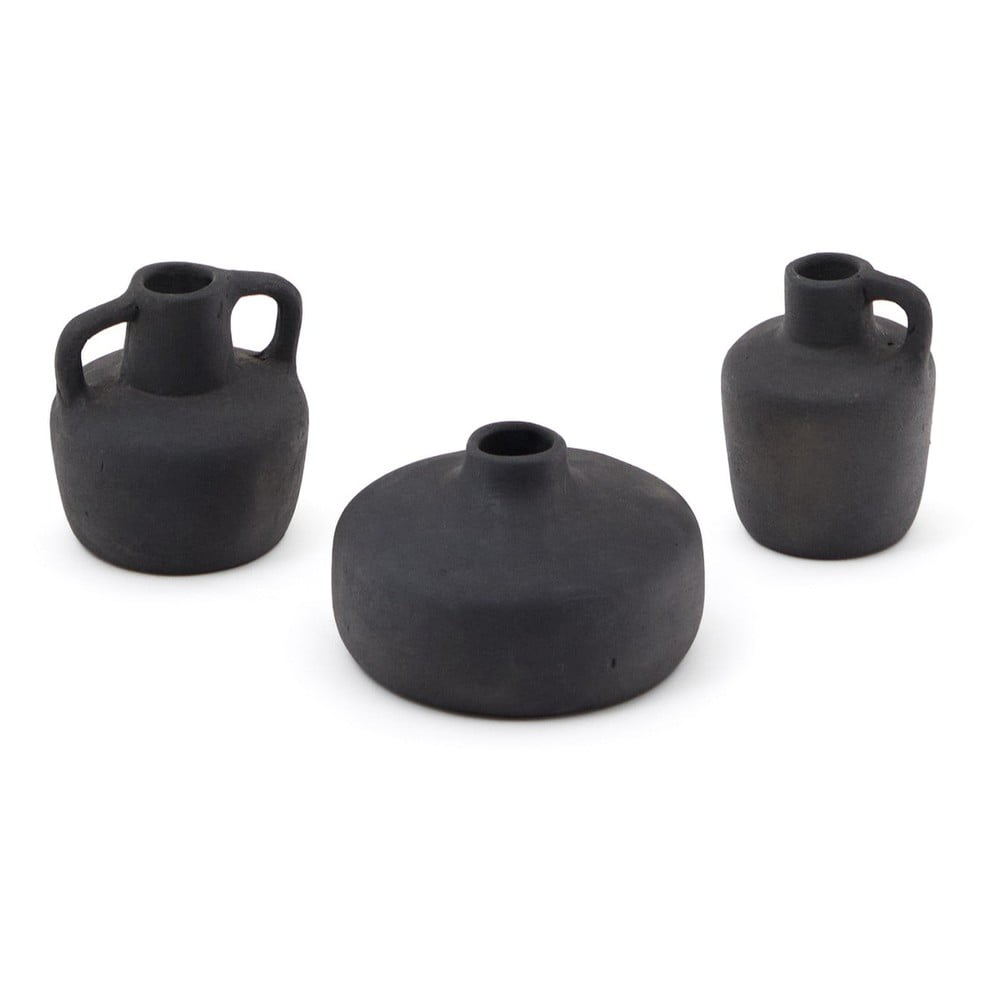 Čierne terakotové súprava váz 3 ks (výška  6 cm) Sofra – Kave Home