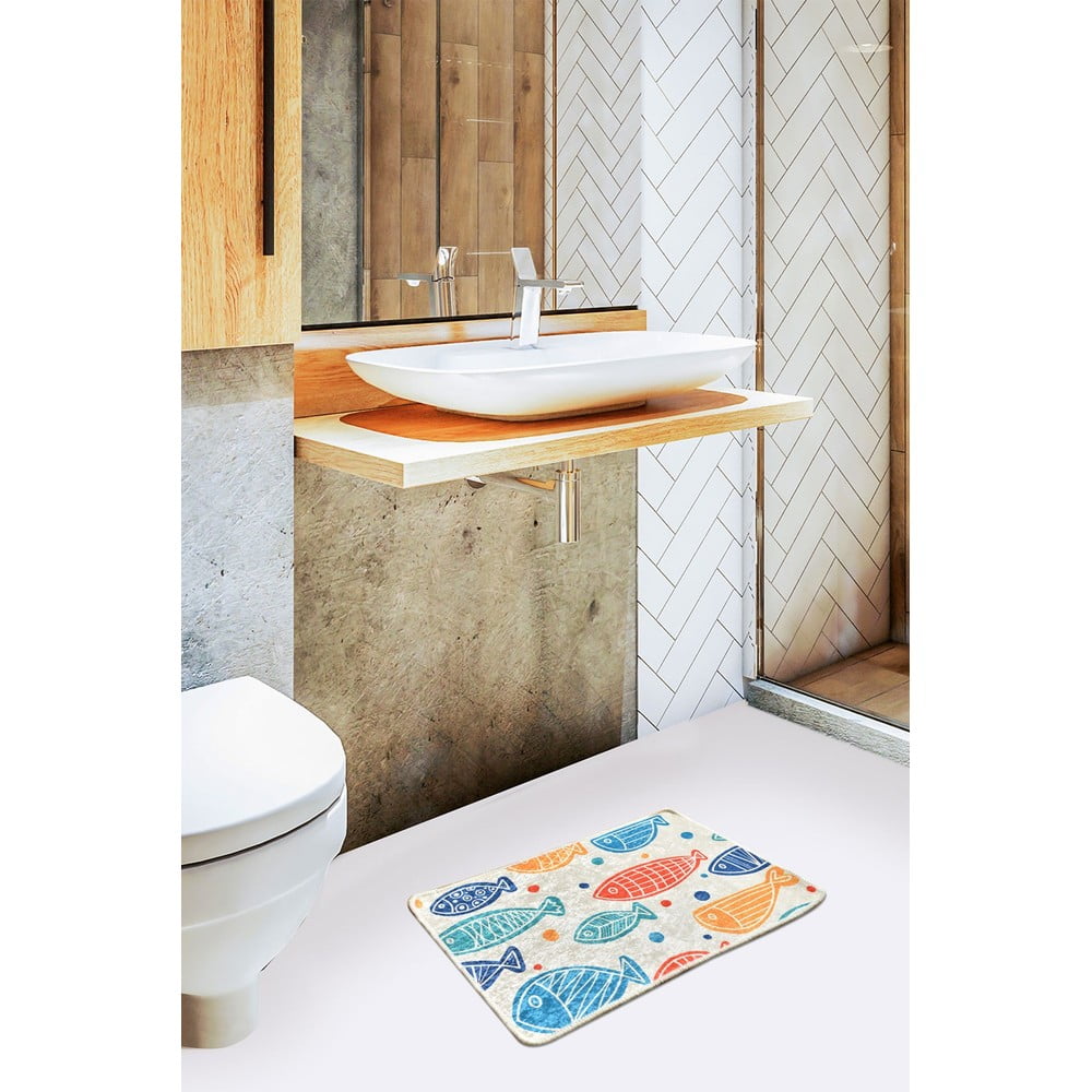 E-shop Kúpeľňová predložka s motívom farebných rýb Foutastic Colour Fish, 60 x 40 cm