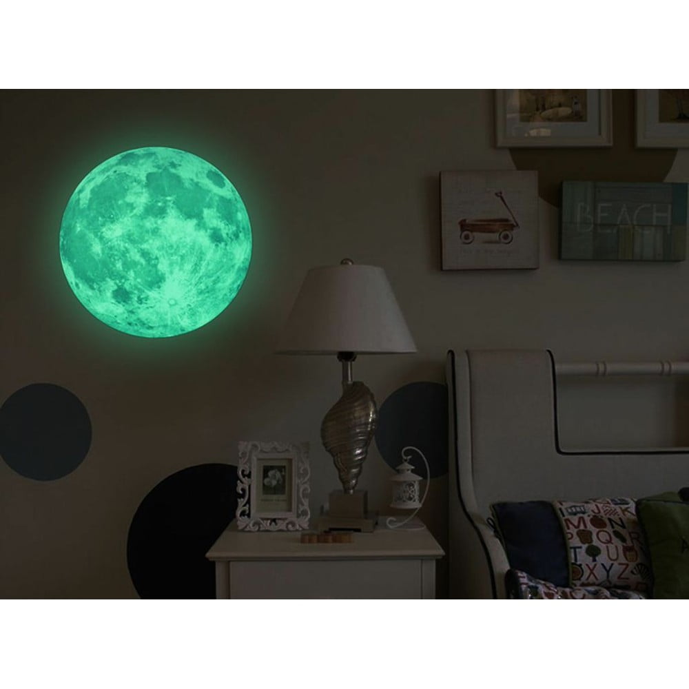 E-shop Nástenná svietiaca detská samolepka Ambiance Real Moon, ⌀ 30 cm