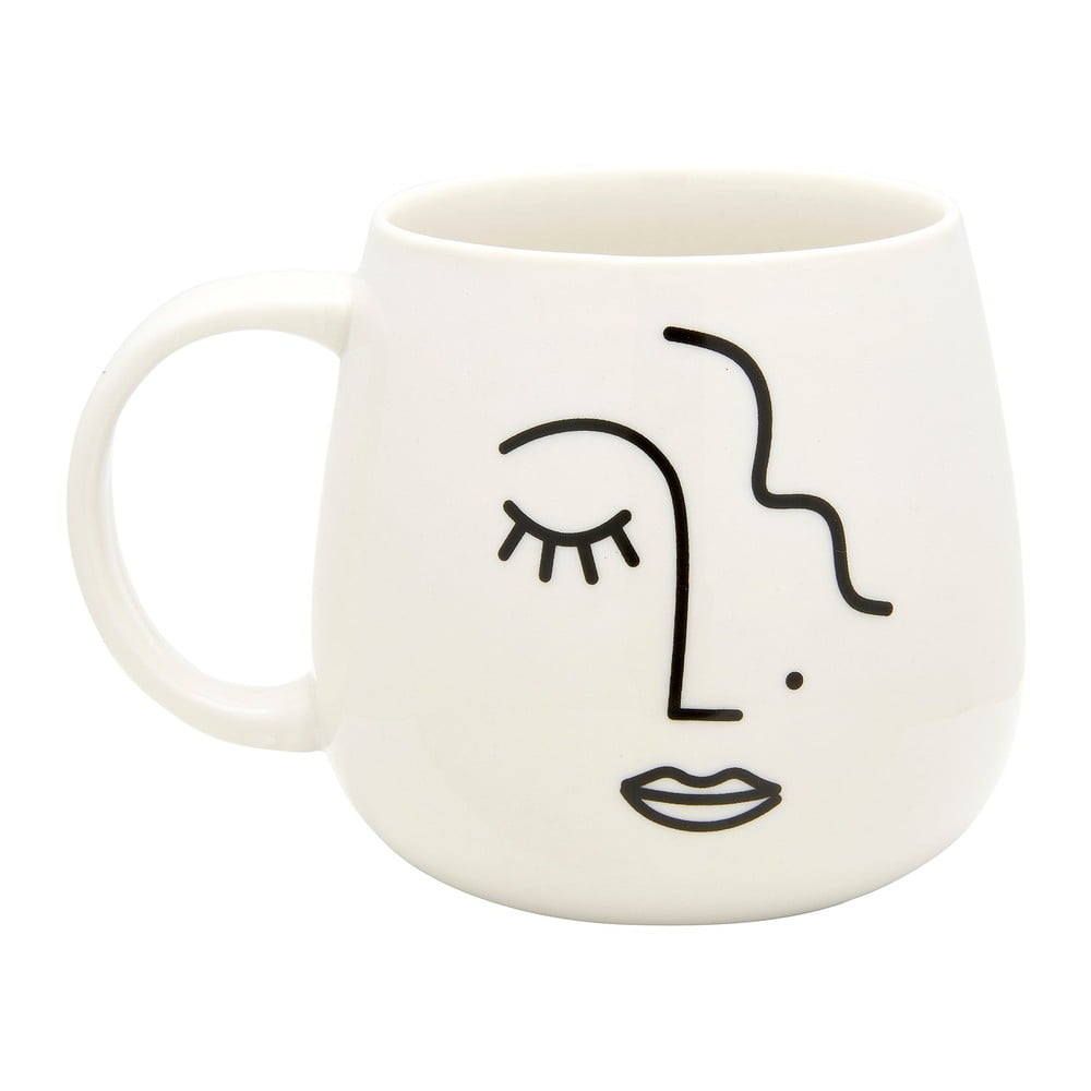 E-shop Biely porcelánový hrnček Sass & Belle Abstract Face