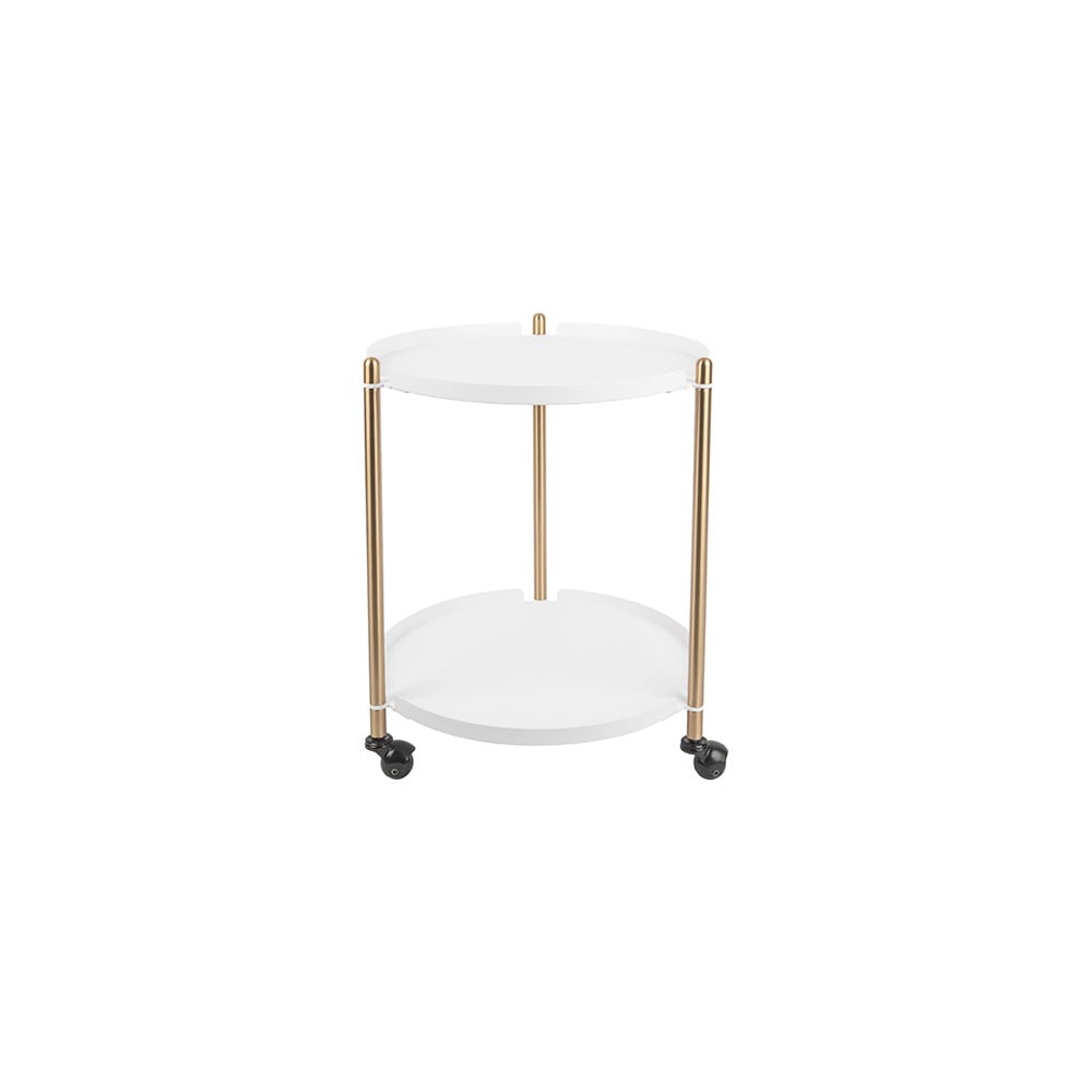 E-shop Kovový odkladací stolík v bielo-zlatej farbe Leitmotiv Thrill