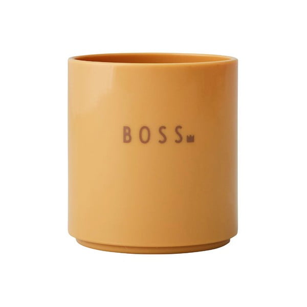 Horčicovožltý detský hrnček Design Letters Mini Boss