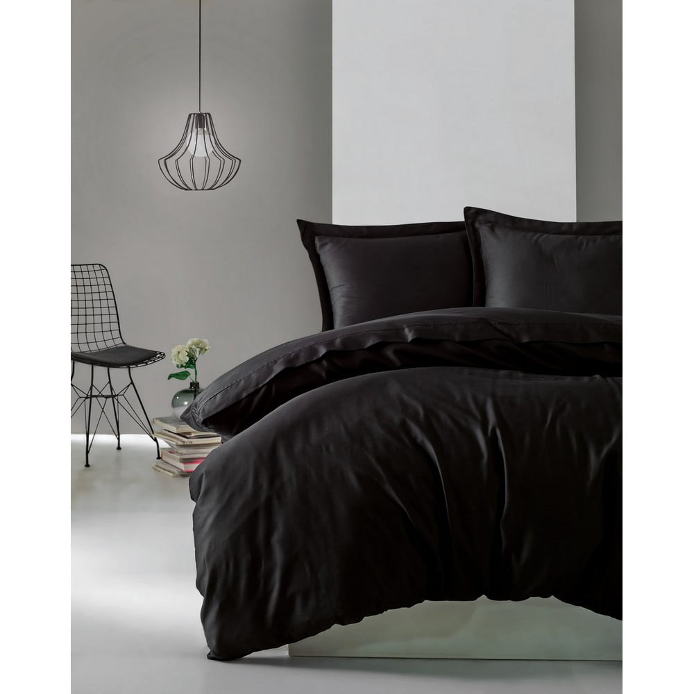 E-shop Čierne obliečky z bavlneného saténu Cotton Box Elegant, 200 x 200 cm