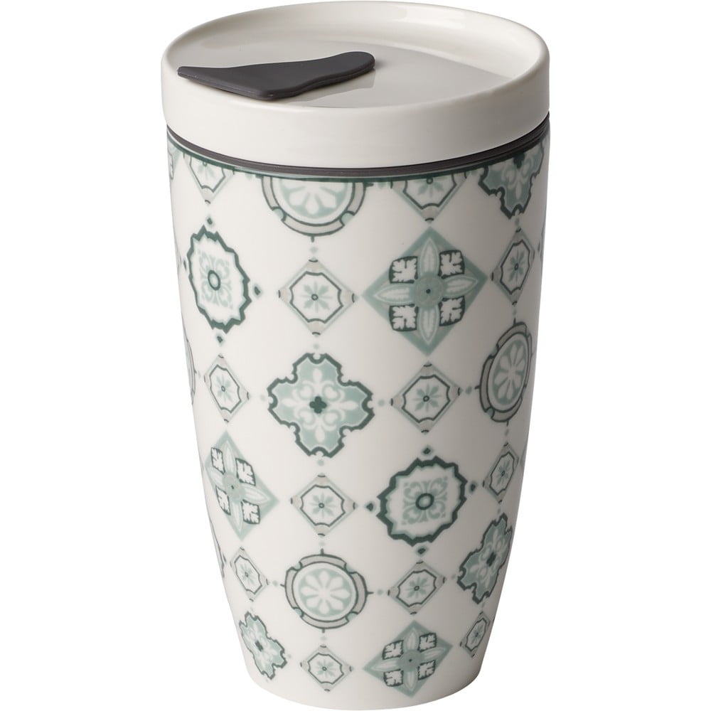E-shop Zeleno-biely porcelánový termohrnček Villeroy & Boch Like To Go, 350 ml