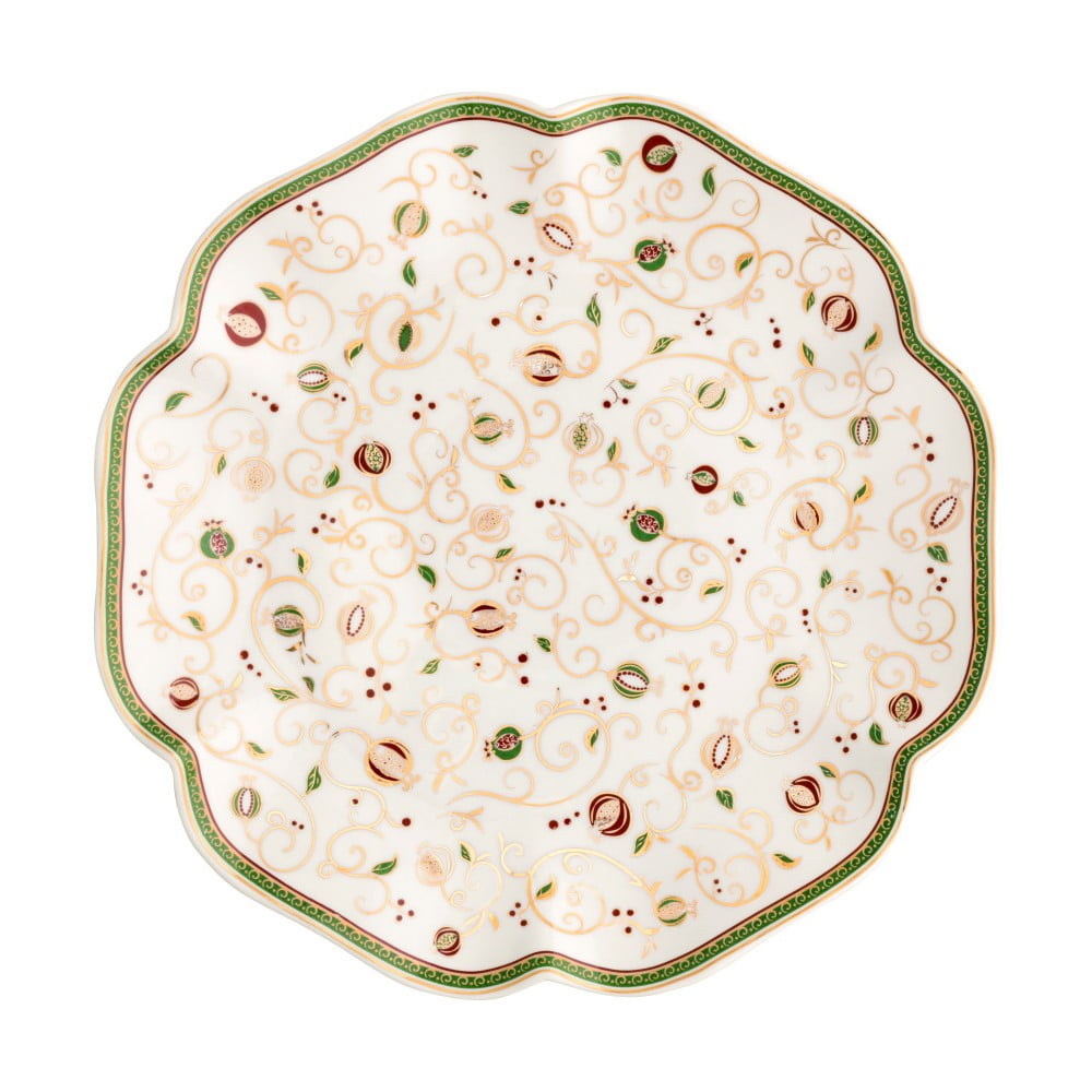 E-shop Biely servírovací tanier s vianočným motívom Brandani Tempo di Festa, ⌀ 31 cm