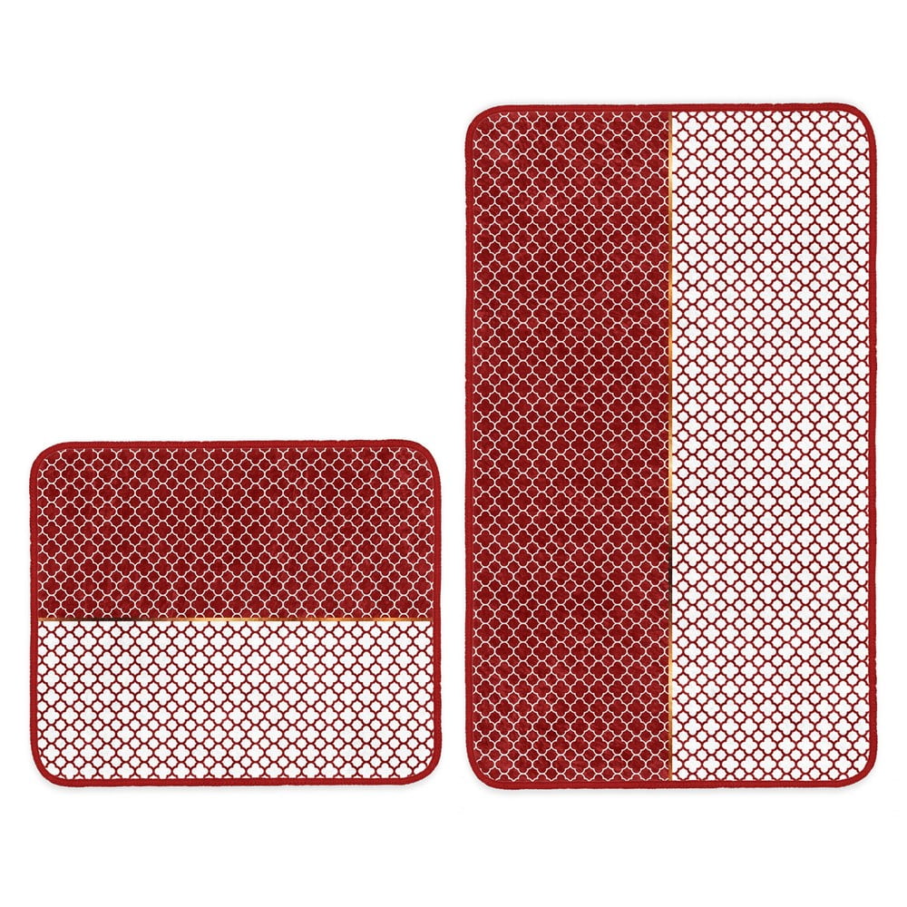 E-shop Červené kúpeľňové predložky v súprave 2 ks 100x60 cm - Minimalist Home World