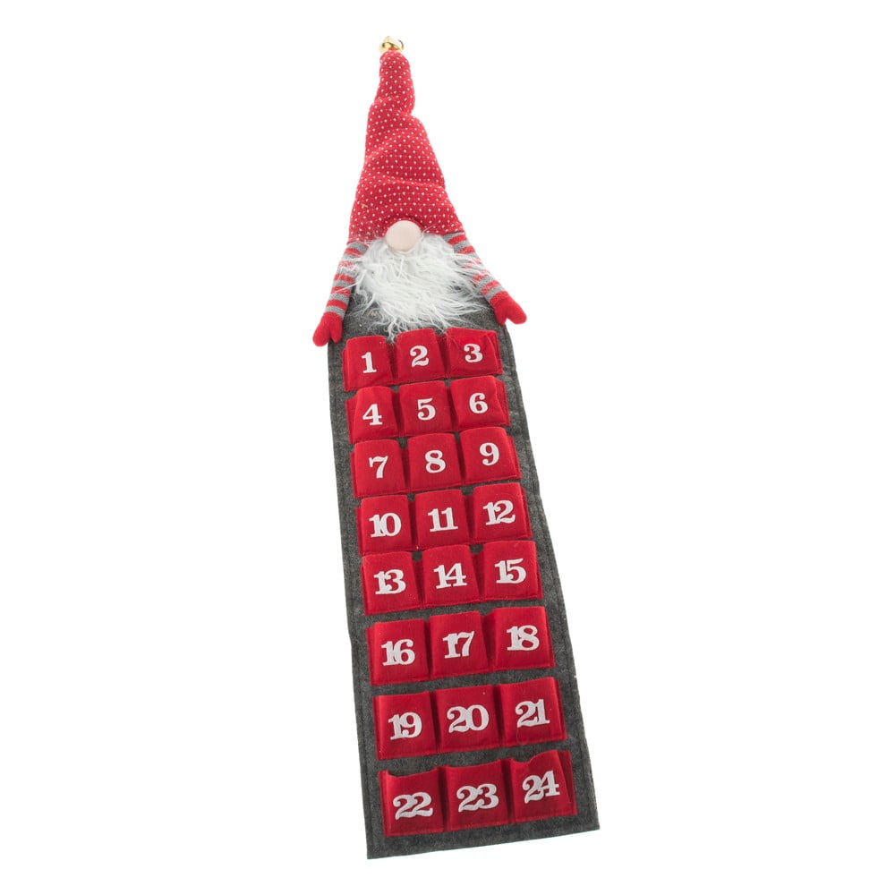 E-shop Červený textilný adventný kalendár Dakls, výška 75 cm