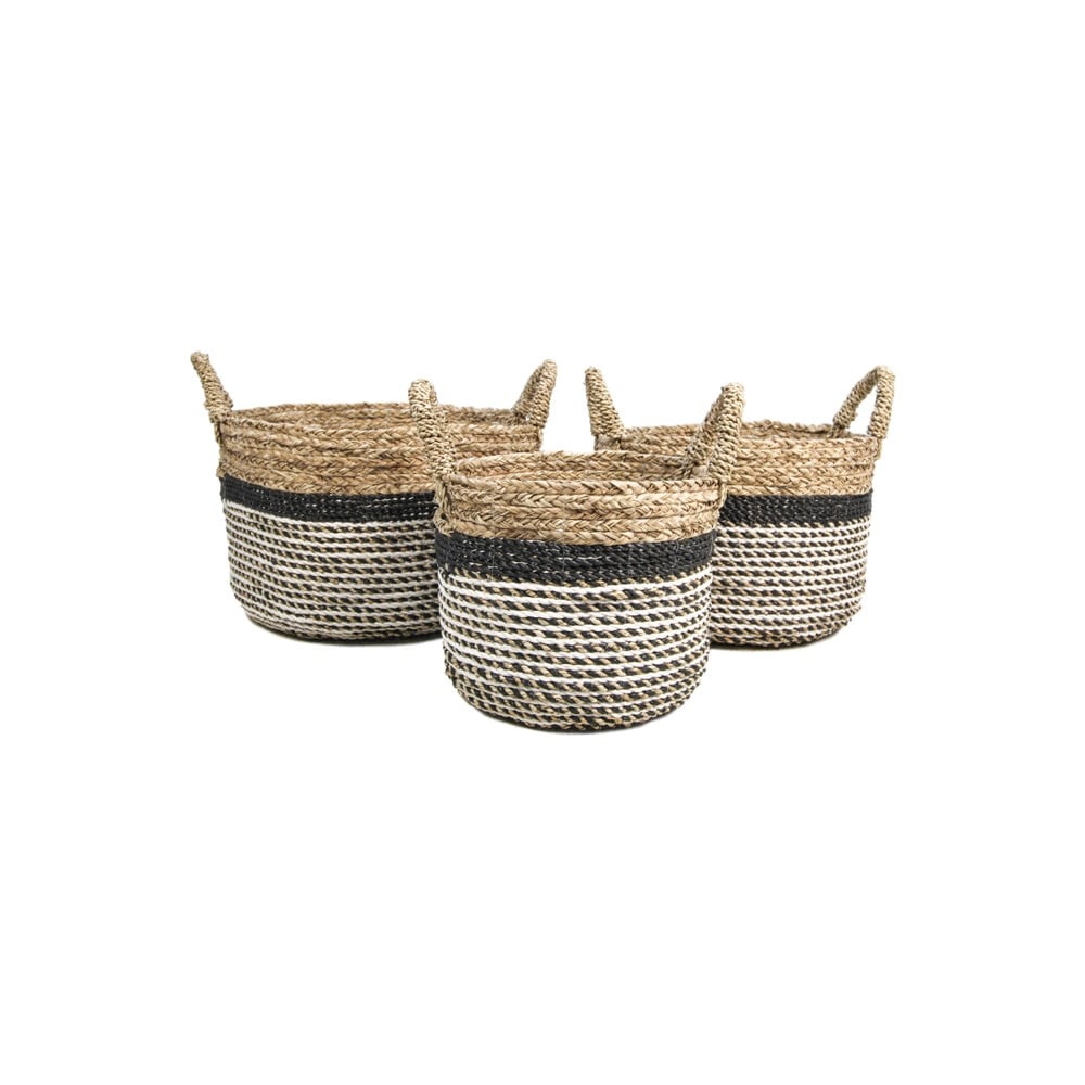 Obrázok Sada 3 úložných košíkov HSM collection Raffia Natural Gris