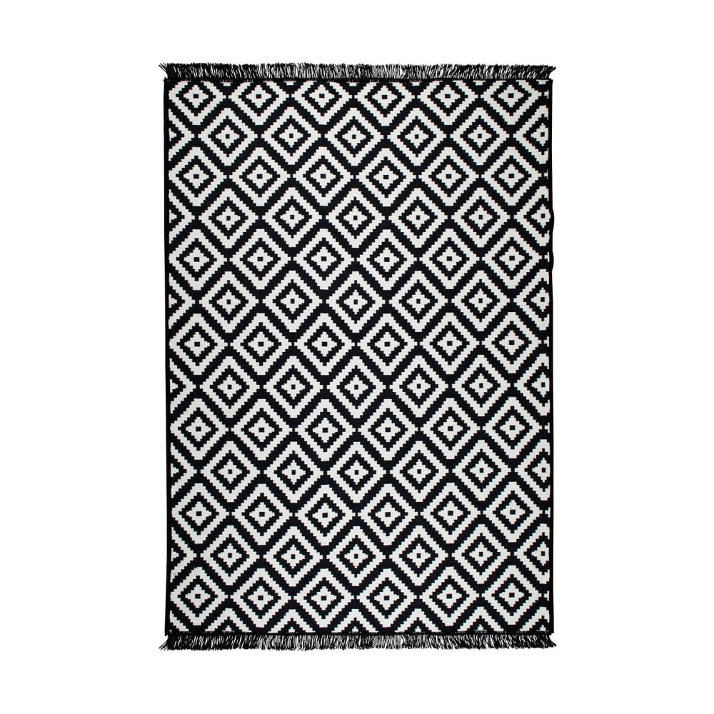 E-shop Čierno-biely obojstranný koberec Helen, 80 × 150 cm