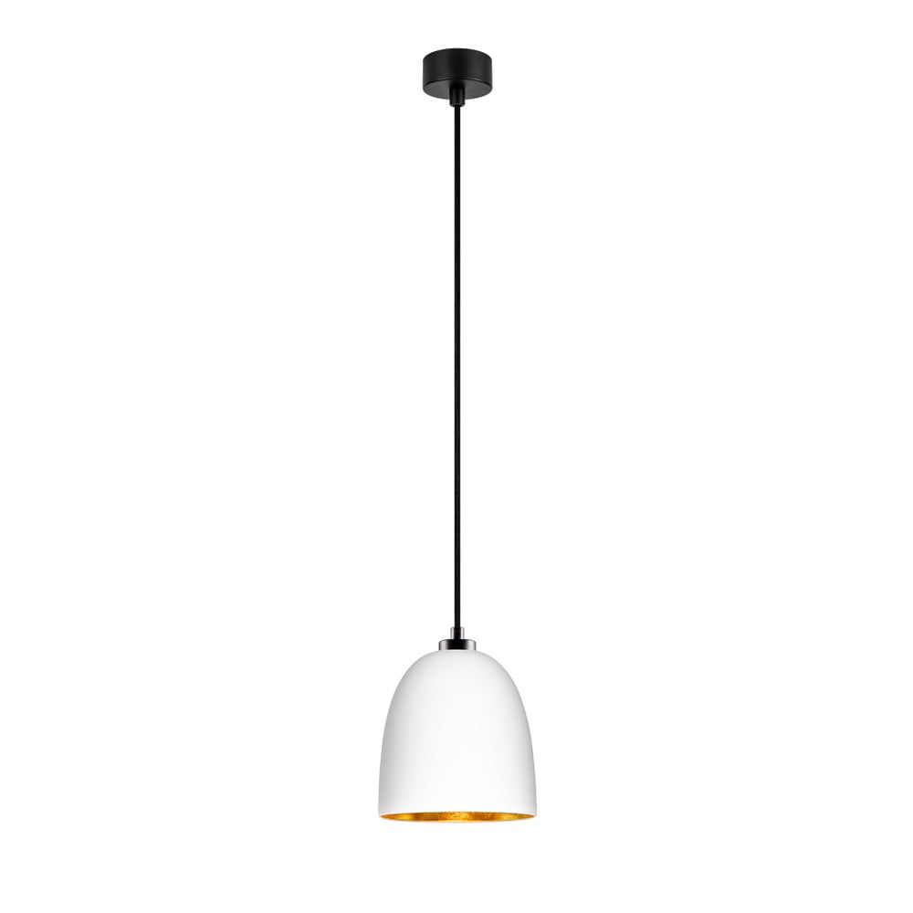 E-shop Biele závesné svietidlo s čiernym káblom a detailmi v zlatej farbe Sotto Luce Awa