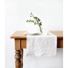 Biely ľanový behúň na stôl Linen Tales Classic, 40 x 200 cm